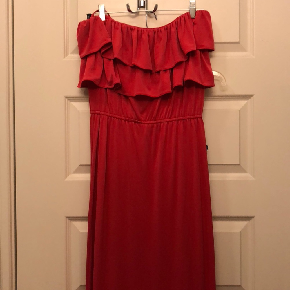 Long red beach dress